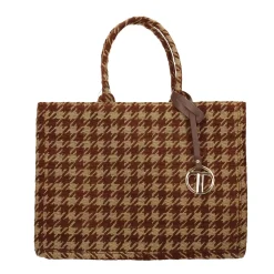 Tata Italia Borsa pied-de-poule beige e marrone Sale