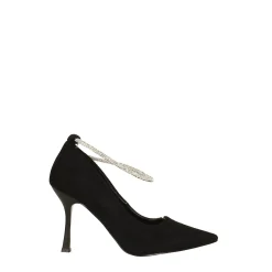 Tata Italia Décolleté in microfibra con cinturino ricoperto di strass. Tacco alto 9cm Nero Sale