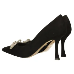 Tata Italia Décolleté in microfibra.. con fiocco tempestato di strass. Tacco alto 9cm Nero Outlet