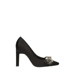 Tata Italia Décolleté in satin con fiocco luccicante sulla punta. Tacco triangolare alto 10.5cm Nero Outlet