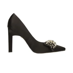 Tata Italia Décolleté in satin con fiocco luccicante sulla punta. Tacco triangolare alto 10.5cm Nero Outlet