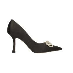 Tata Italia Décolleté in tessuto satin.. con fiocco tempestato di strass. Tacco alto 9cm Nero