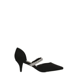 Tata Italia Décolleté scamosciate aperte ai lati con cinturino centrale con strass. Tacco alto 6cm Nero Outlet