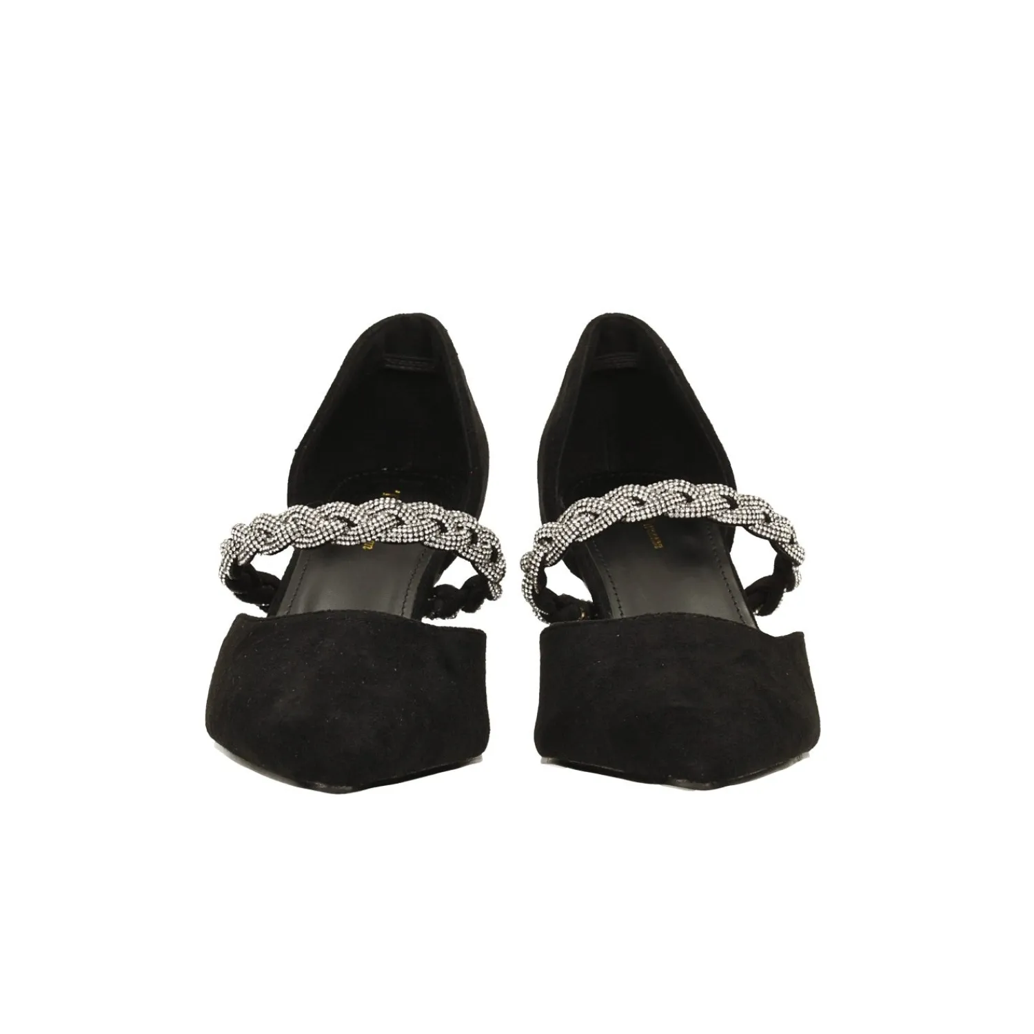 Tata Italia Décolleté scamosciate aperte ai lati con cinturino centrale con strass. Tacco alto 6cm Nero Outlet