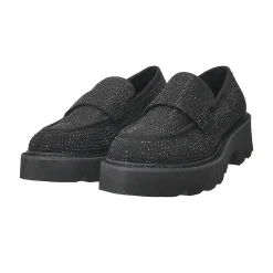 Tata Italia Mocassini con strass.Tacco alto 4cm Nero Hot