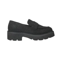 Tata Italia Mocassini con strass.Tacco alto 4cm Nero Hot
