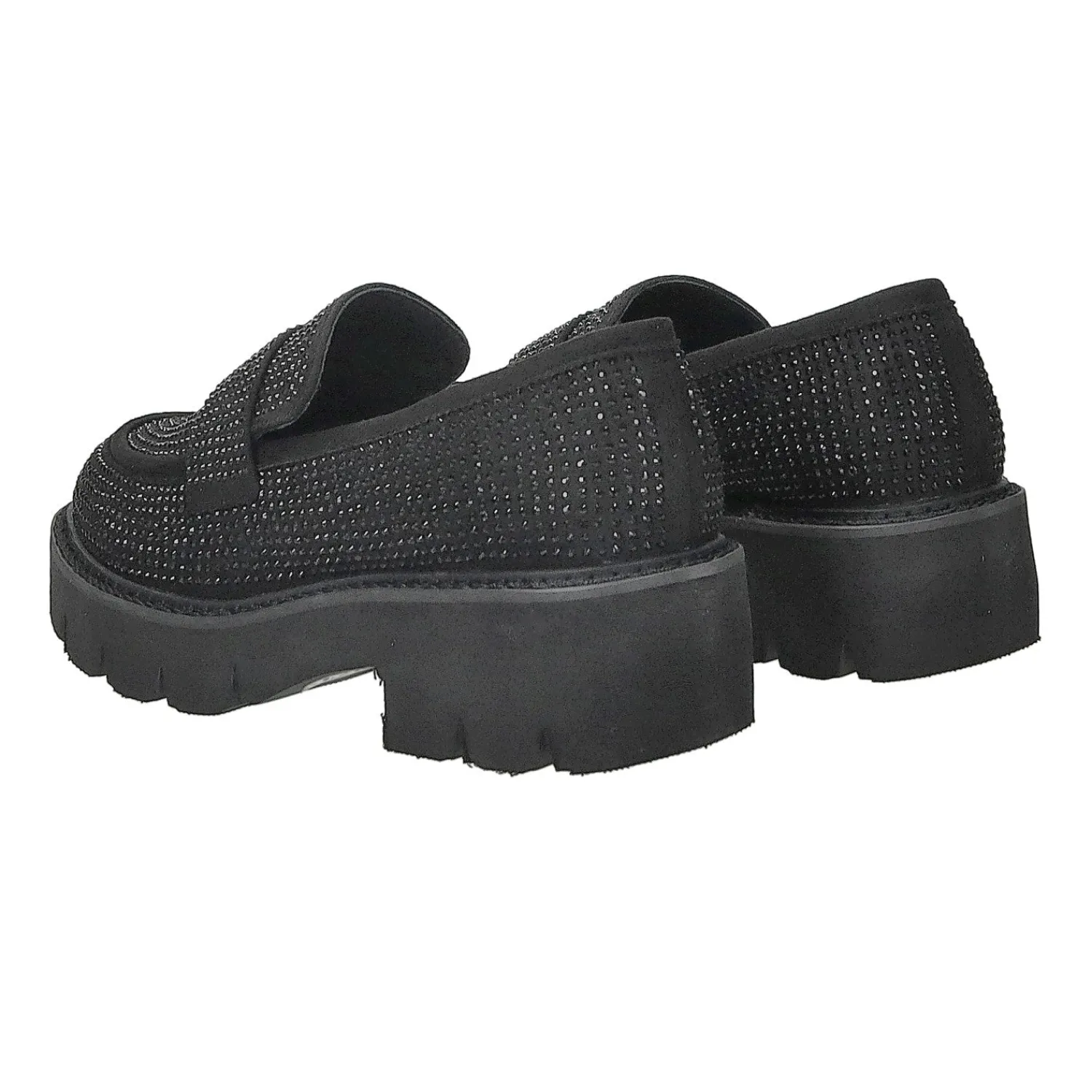 Tata Italia Mocassini con strass.Tacco alto 4cm Nero Hot