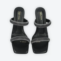 Tata Italia Sandali con due fasce e strass. Tacco alto 7cm Nero Best