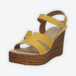 Tata Italia Sandali con zeppa. Made in Italy.Tacco alto 8cm Giallo New