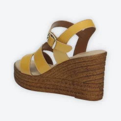Tata Italia Sandali con zeppa. Made in Italy.Tacco alto 8cm Giallo New