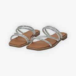 Tata Italia Sandali flat con listini tempestati di strass Argento