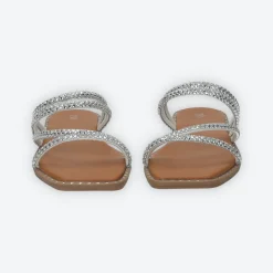Tata Italia Sandali flat con listini tempestati di strass Argento