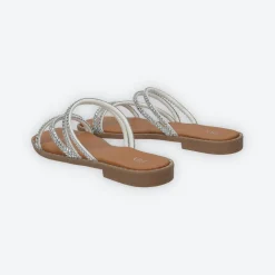 Tata Italia Sandali flat con listini tempestati di strass Argento