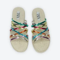 Tata Italia Sandali flat in corda Multicolore New