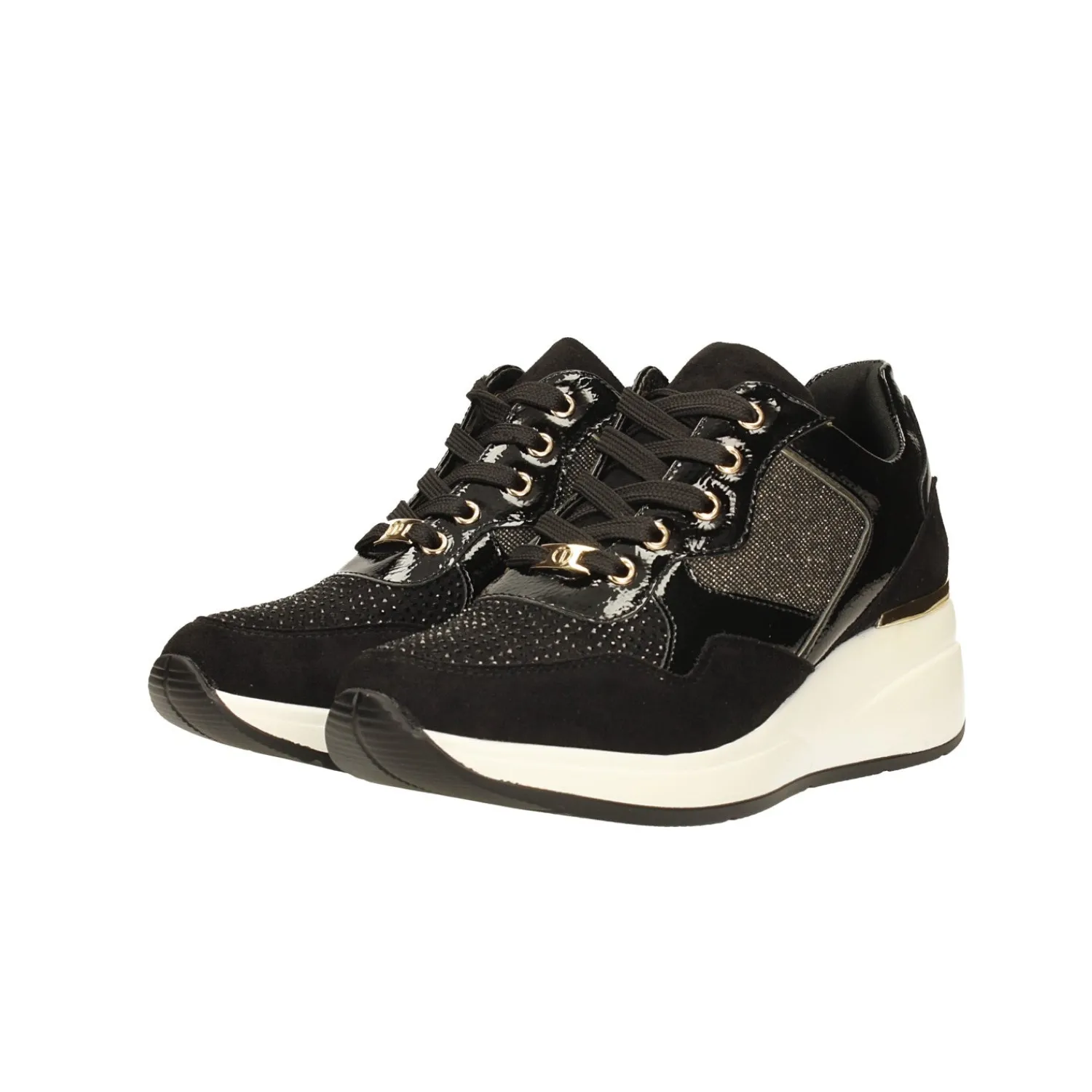 Tata Italia Sneakers con dettagli dorati e strass Nero