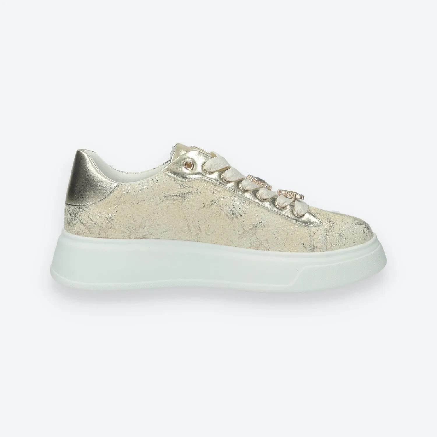 Tata Italia Sneakers con dettaglio in gioiello.Tacco alto 4 cm Oro Sale
