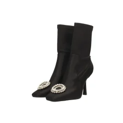 Tata Italia Stivaletti alla caviglia in tessuto con decorazione in pietre luccicanti. Tacco alto 9.5cm Nero Clearance