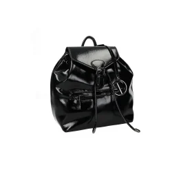 Tata Italia Zaino con patta di chiusura in vernice Nero Best